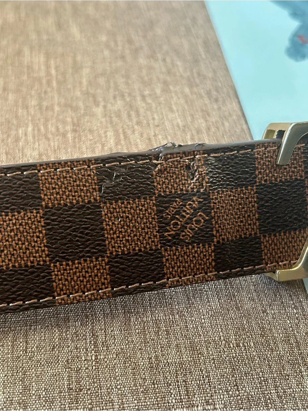 Louis Vuitton Brown Damier Canvas LV Logo Belt